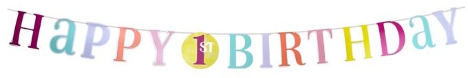 Girlanda 1. Narodeniny – happy birthday – dievča – ružová – 182 cm