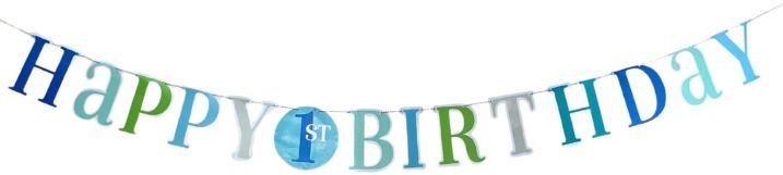 Girlanda 1. Narodeniny – happy birthday – chlapec – modrá – 182 cm