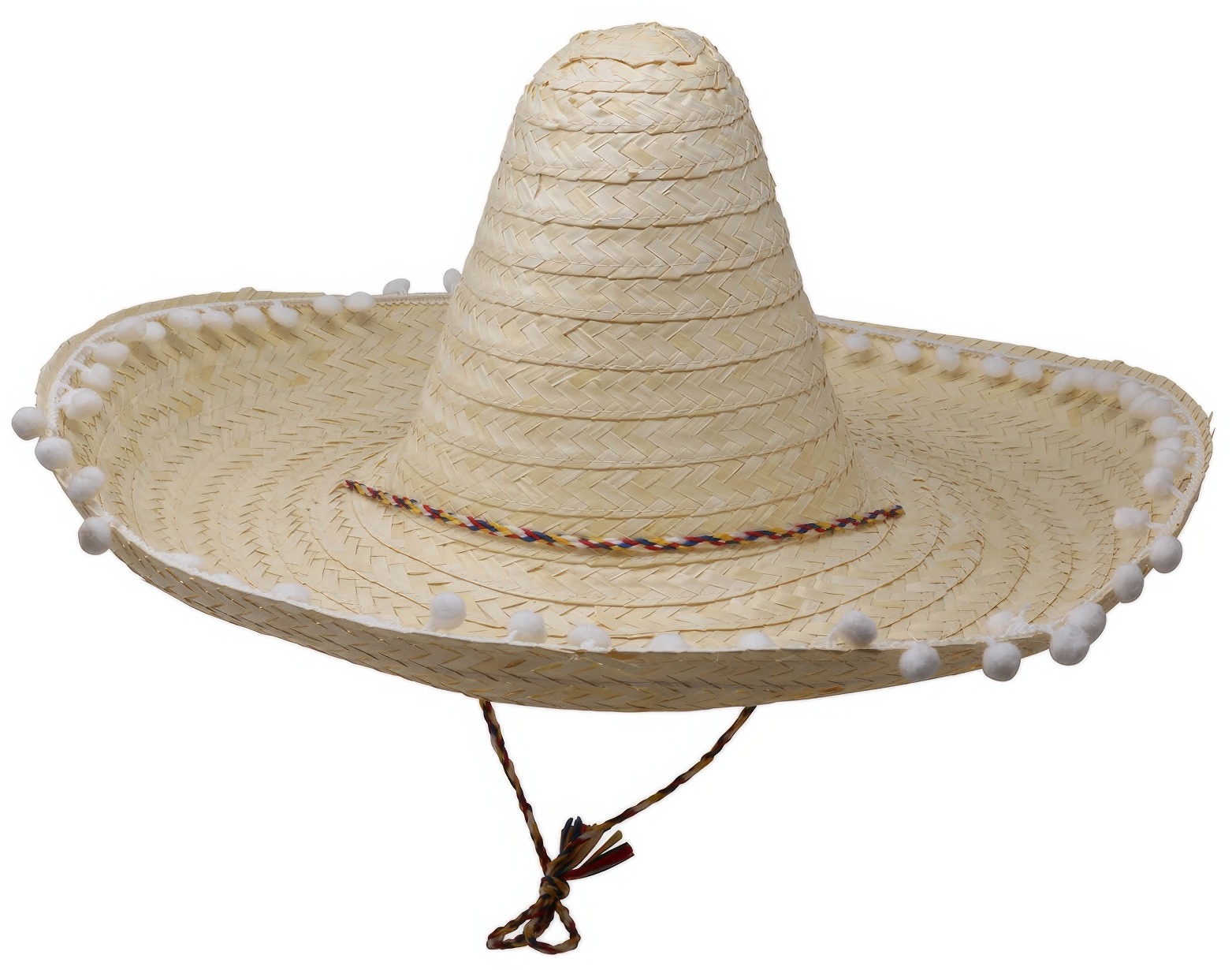 Slamený klobúk sombrero s brmbolcami - mexiko 50 cm
