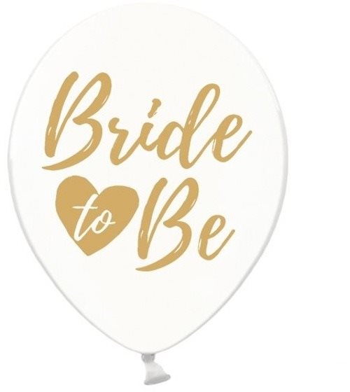 Nafukovacie balóny, 30 cm, Bride To be, priehľadné so zlatým nápisom, 6 ks
