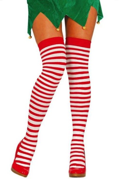 Vianočné pruhované nadkolienky - santa claus