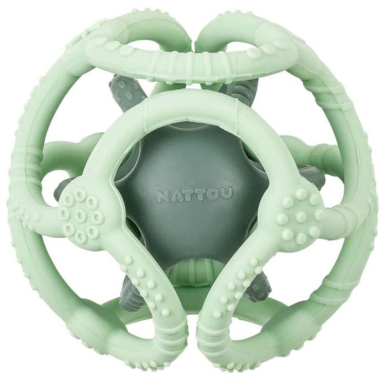 Nattou Hryzadlo silikónové, lopta 2 v 1, bez BPA, 10 cm, mint