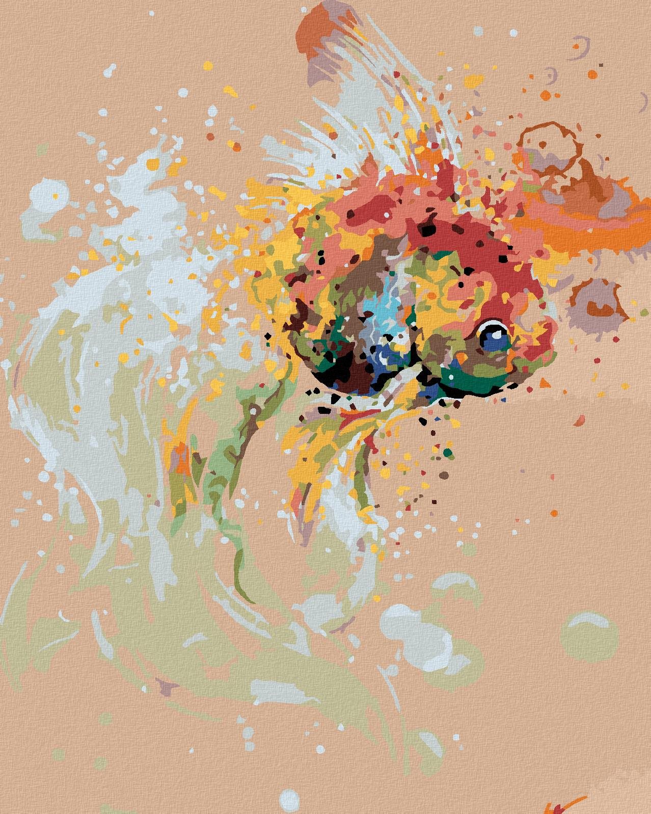 Maľovanie podľa čísel – Abstraktná rybka, 80 × 100 cm, napnuté plátno na rám
