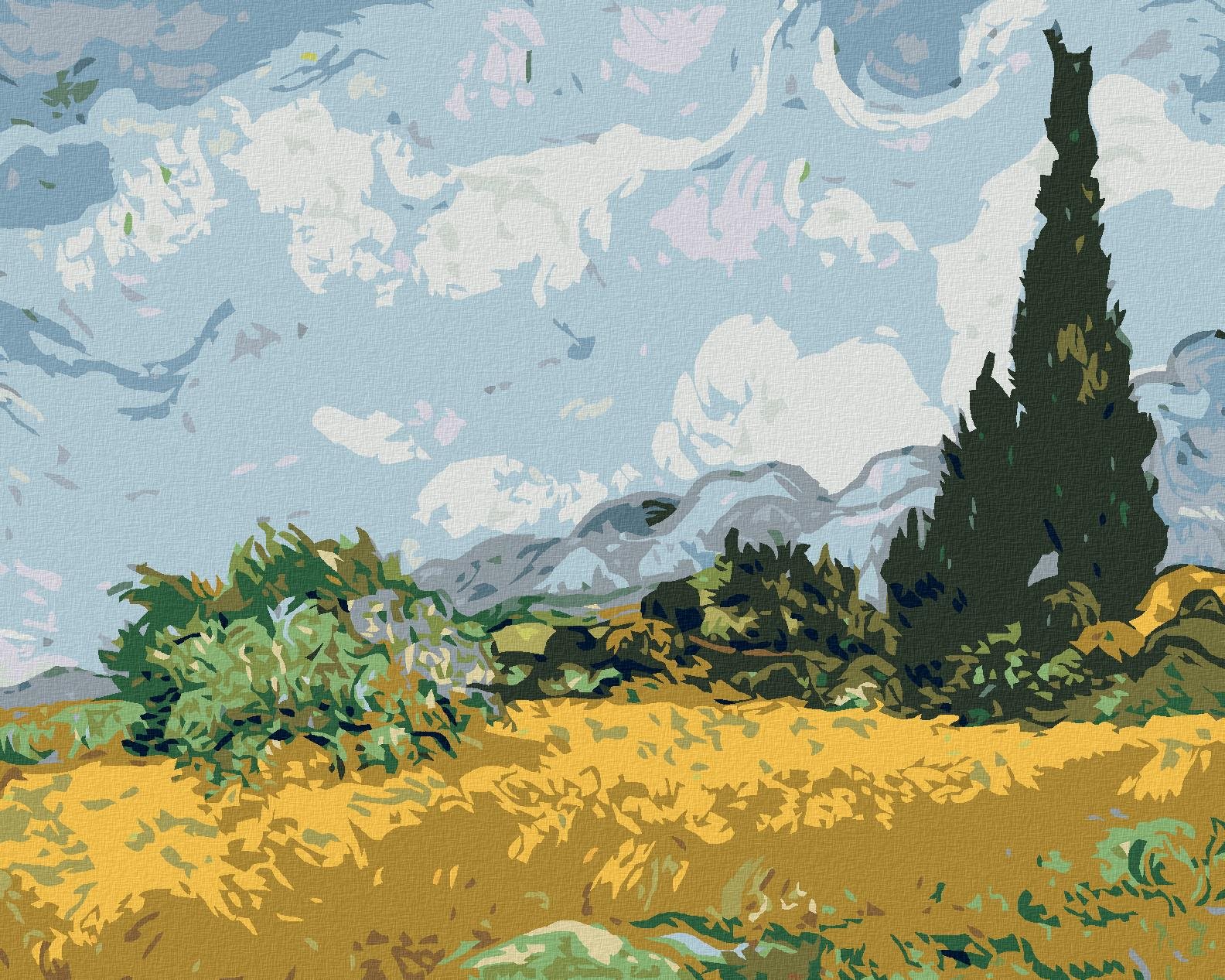 Maľovanie podľa čísel – Stromy na lúke, 100 × 80 cm, bez rámu a bez napnutia plátna