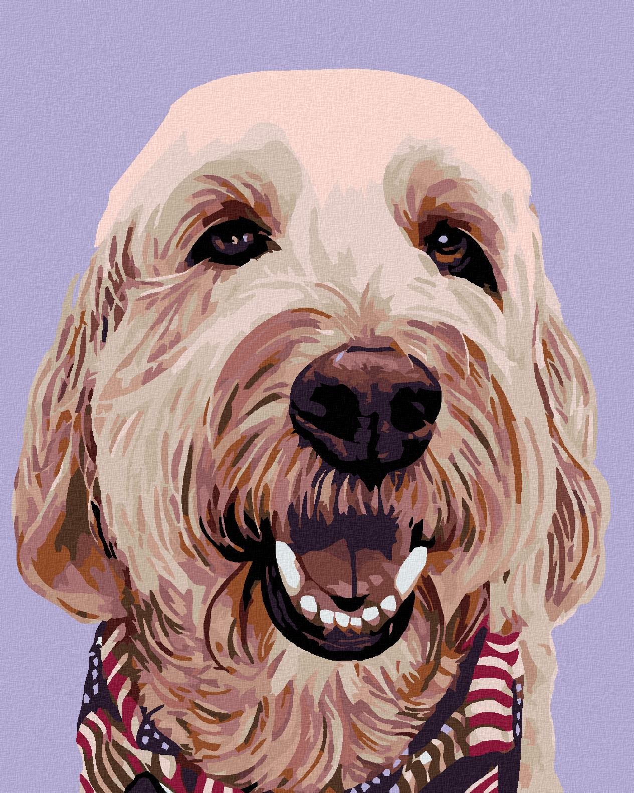 Maľovanie podľa čísel - Pes so šatkou, 40 x 50 cm, bez rámu a bez napnutého plátna