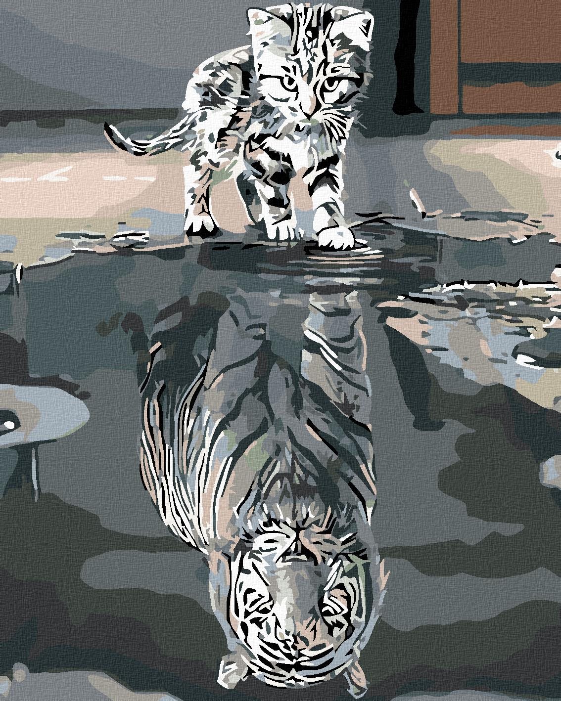 Maľovanie podľa čísel – Mačiatko alebo tiger, 80 × 100 cm, bez rámu a bez napnutia plátna