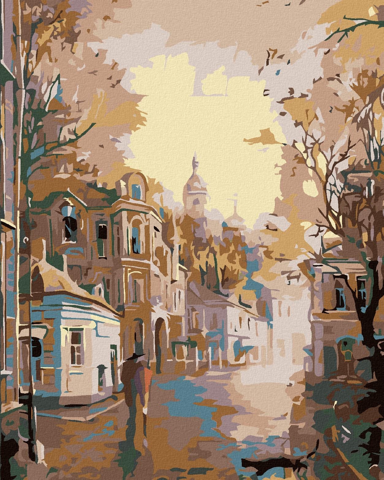 Maľovanie podľa čísel - Pokojné ranné mesto, 40 x 50 cm, bez rámu a napnutého plátna