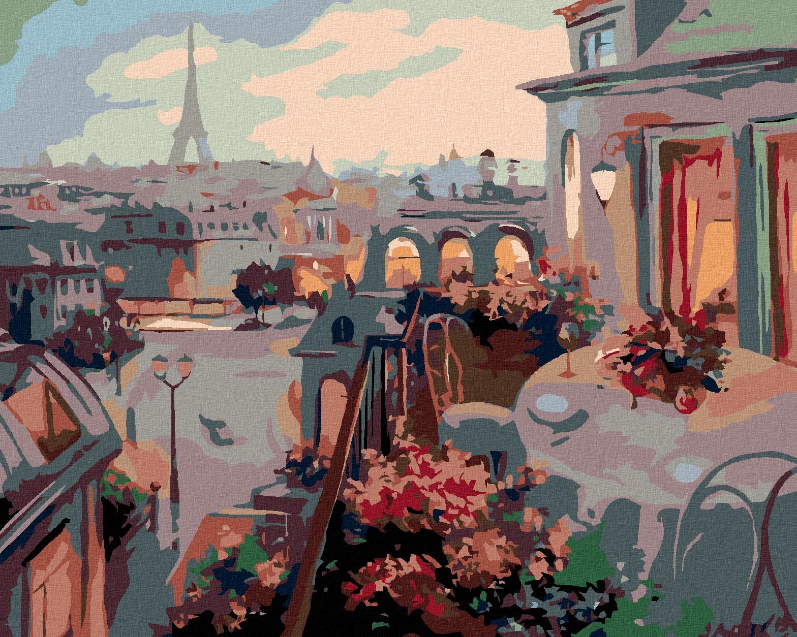 Maľovanie podľa čísel - Paríž z balkóna, 50 x 40 cm, napnuté plátno na ráme