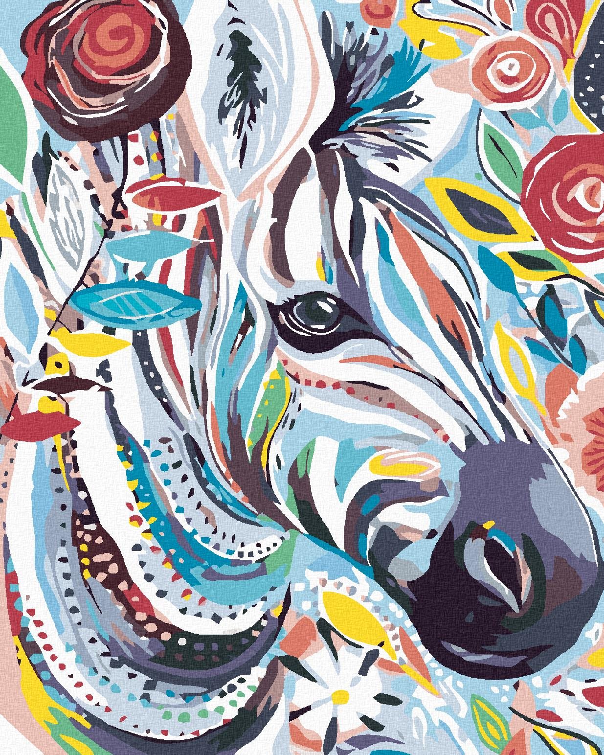 Maľovanie podľa čísel – Kvetinová zebra, 80 × 100 cm, bez rámu a bez napnutia plátna