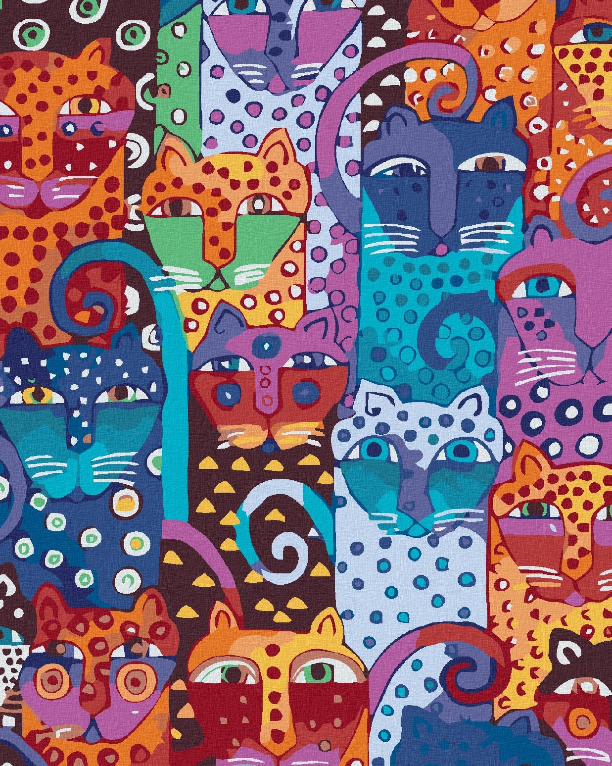 Maľovanie podľa čísel - Divé mačky, 40 x 50 cm, napnuté plátno na ráme