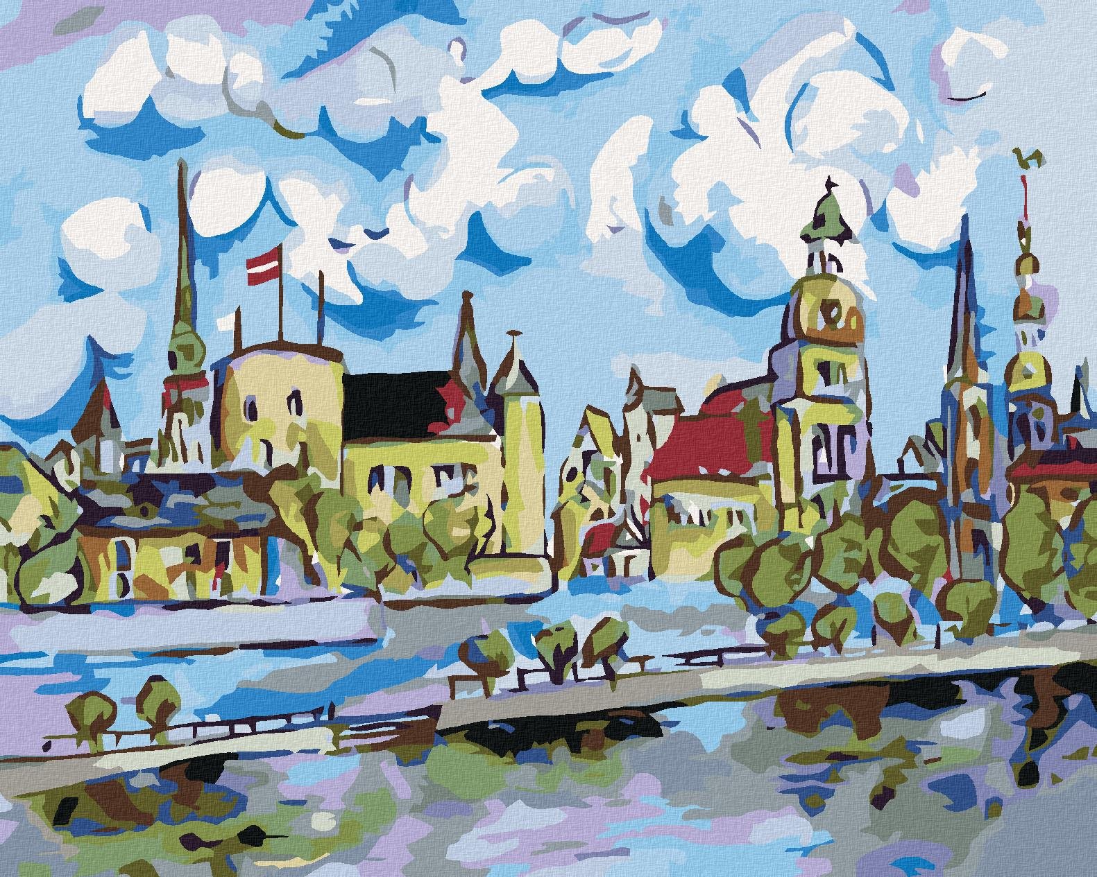 Maľovanie podľa čísel - Cesta k mestu, 50 x 40 cm, bez rámu a napnutého plátna