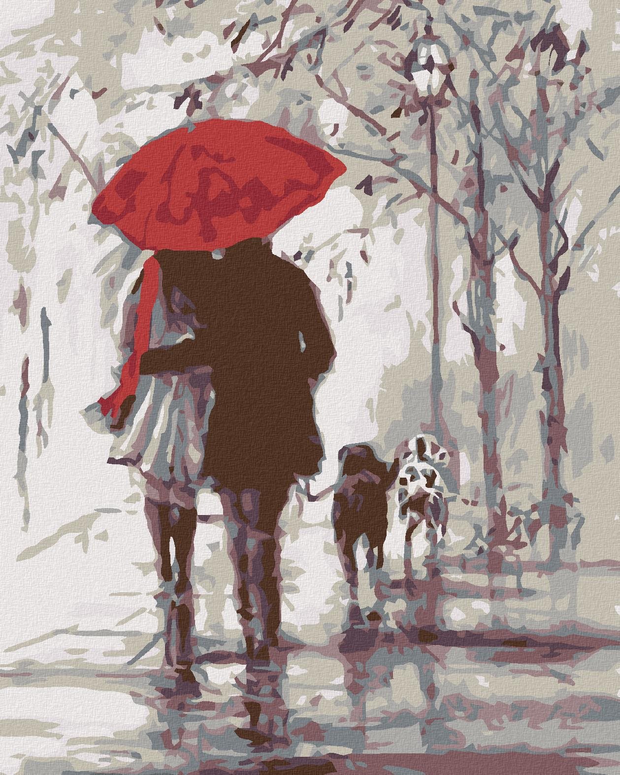Maľovanie podľa čísel – Na prechádzke so psíkmi, 40 × 50 cm, bez rámu a napnutého plátna
