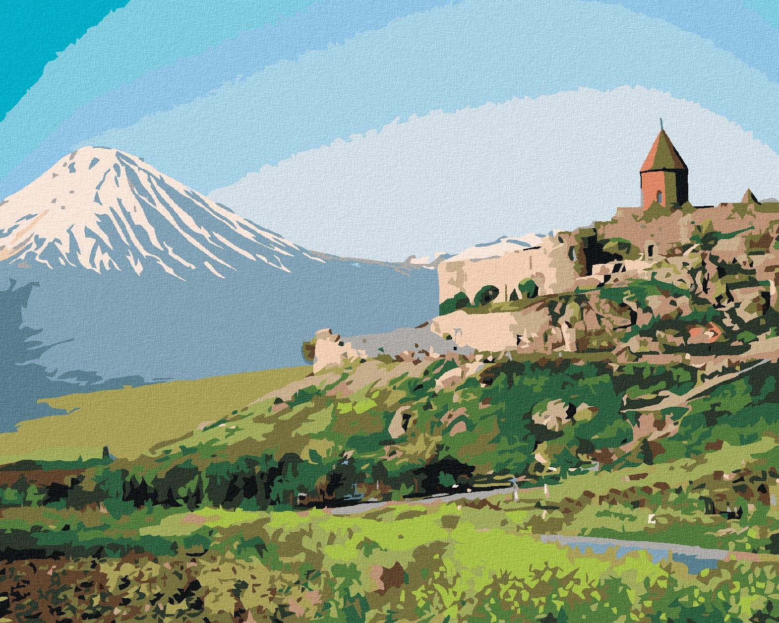 Maľovanie podľa čísel – Starý hrad, 50 × 40 cm, bez rámu a bez napnutia plátna