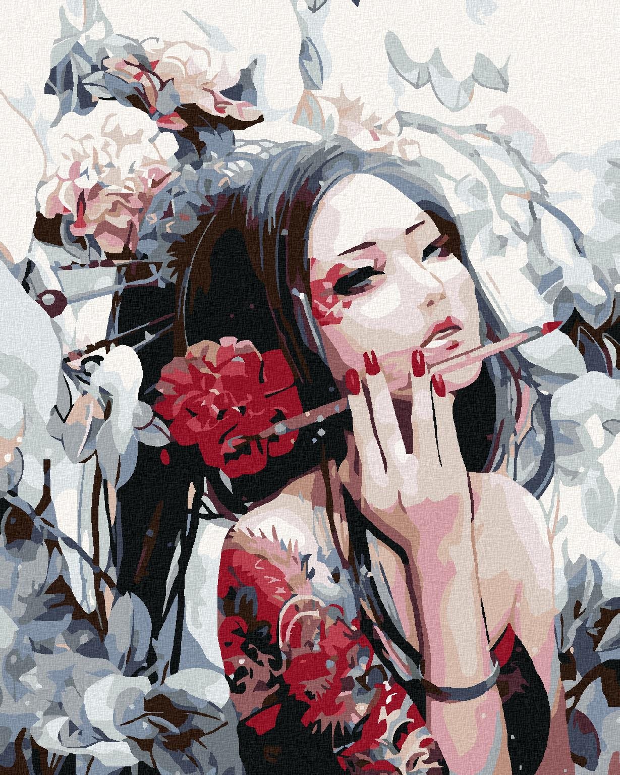 Maľovanie podľa čísel – Maliarka z Japonska, 80 × 100 cm, napnuté plátno na ráme