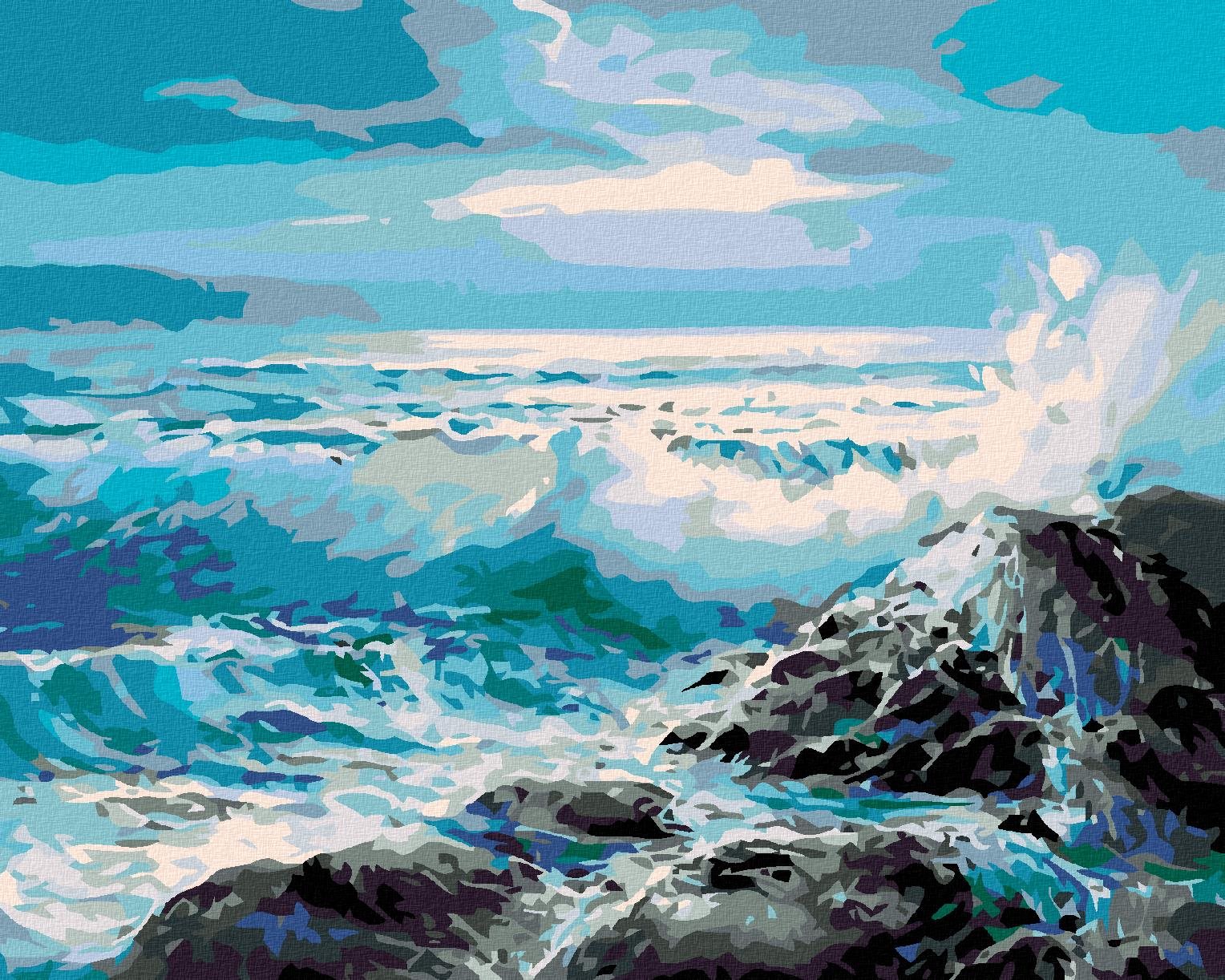 Maľovanie podľa čísel - Rozbúrené more, 100 x 80 cm, bez rámu a napnutého plátna
