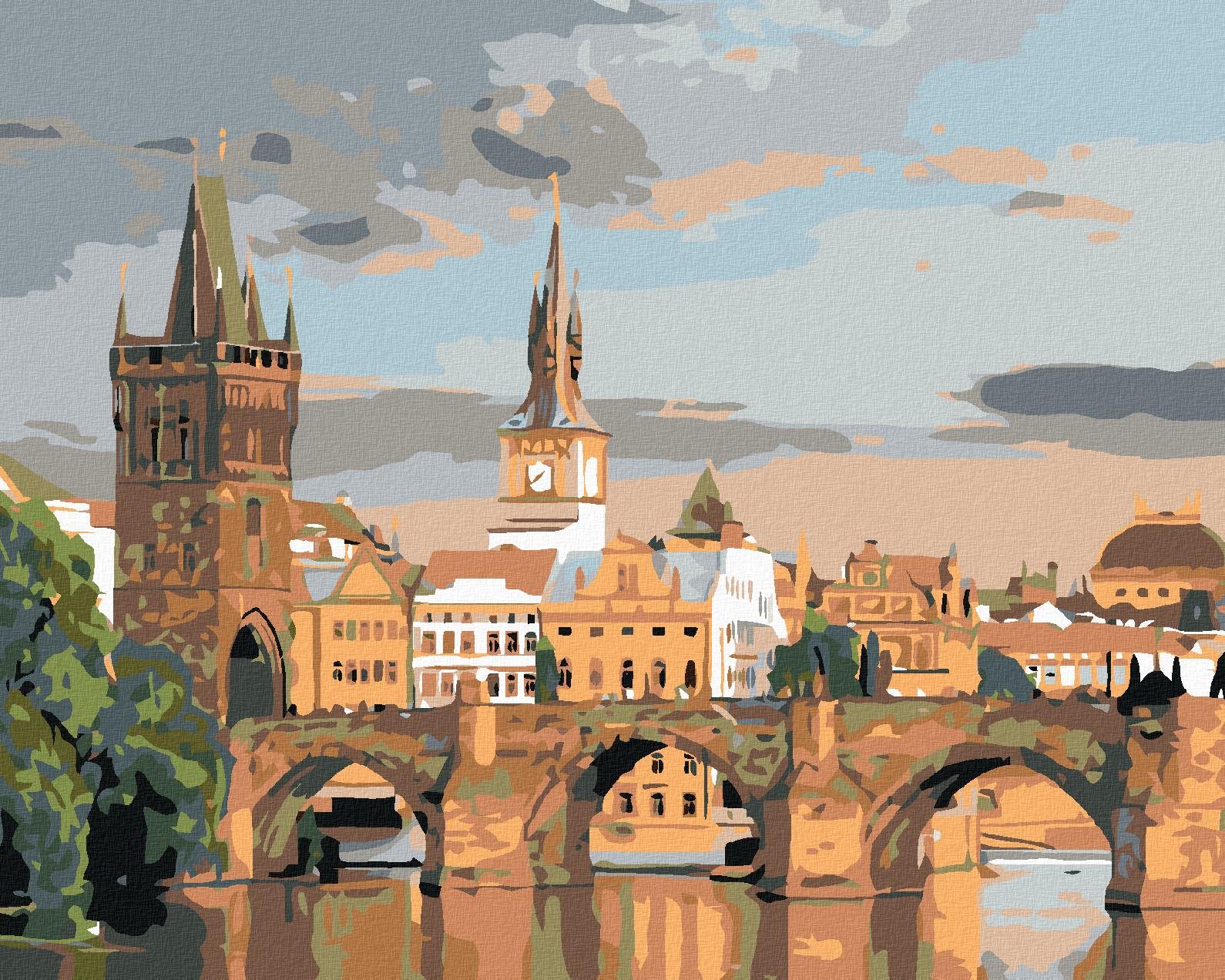 Maľovanie podľa čísel - Pohľad na Karlov most, 100 x 80 cm, napnuté plátno na ráme