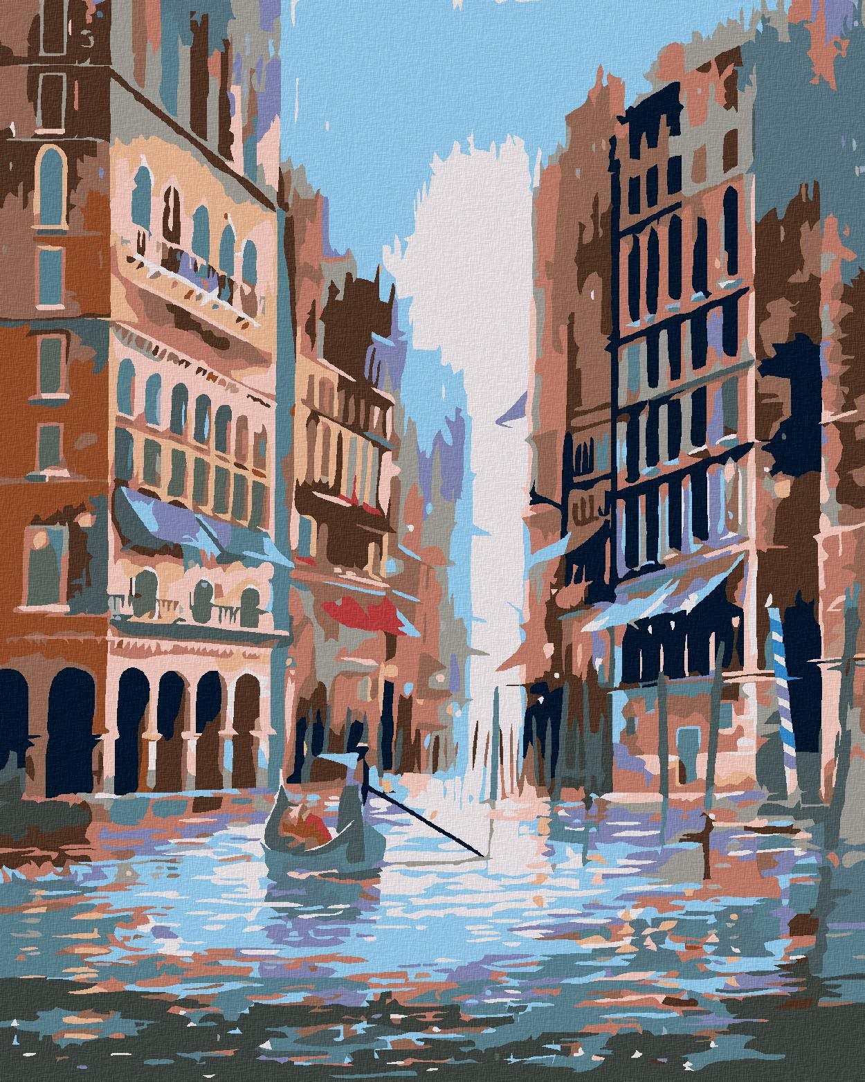 Maľovanie podľa čísel – Plavba mezi budovami, 40 × 50 cm, napnuté plátno na rám