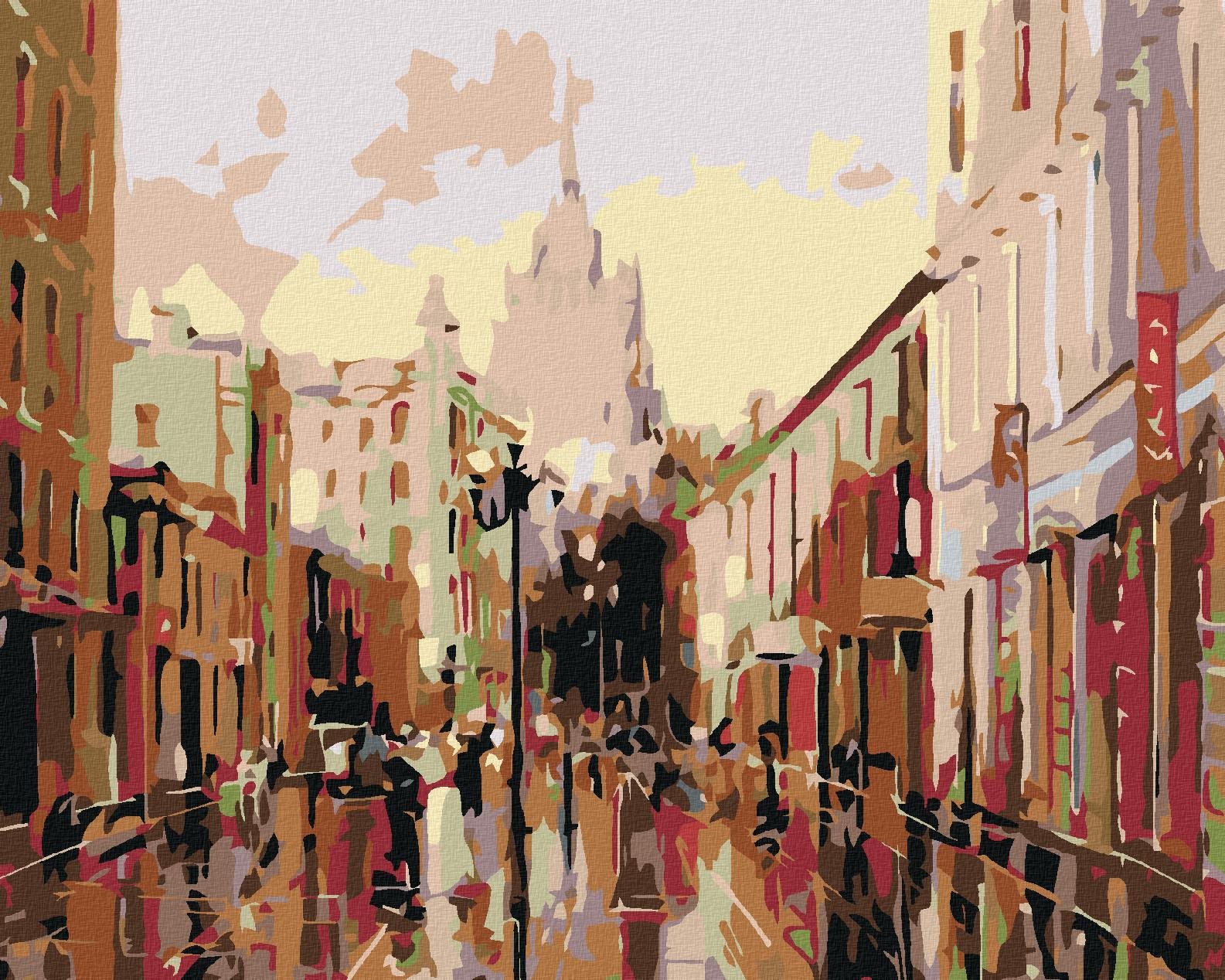 Maľovanie podľa čísel – Na námestí, 100 × 80 cm, vypnuté plátno na rám