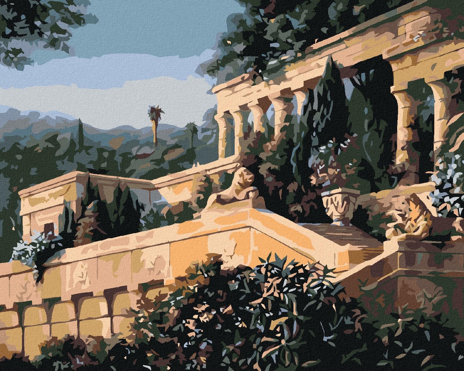 Maľovanie podľa čísel – Architektúra v záhrade, 50 × 40 cm, bez rámu a bez napnutia plátna