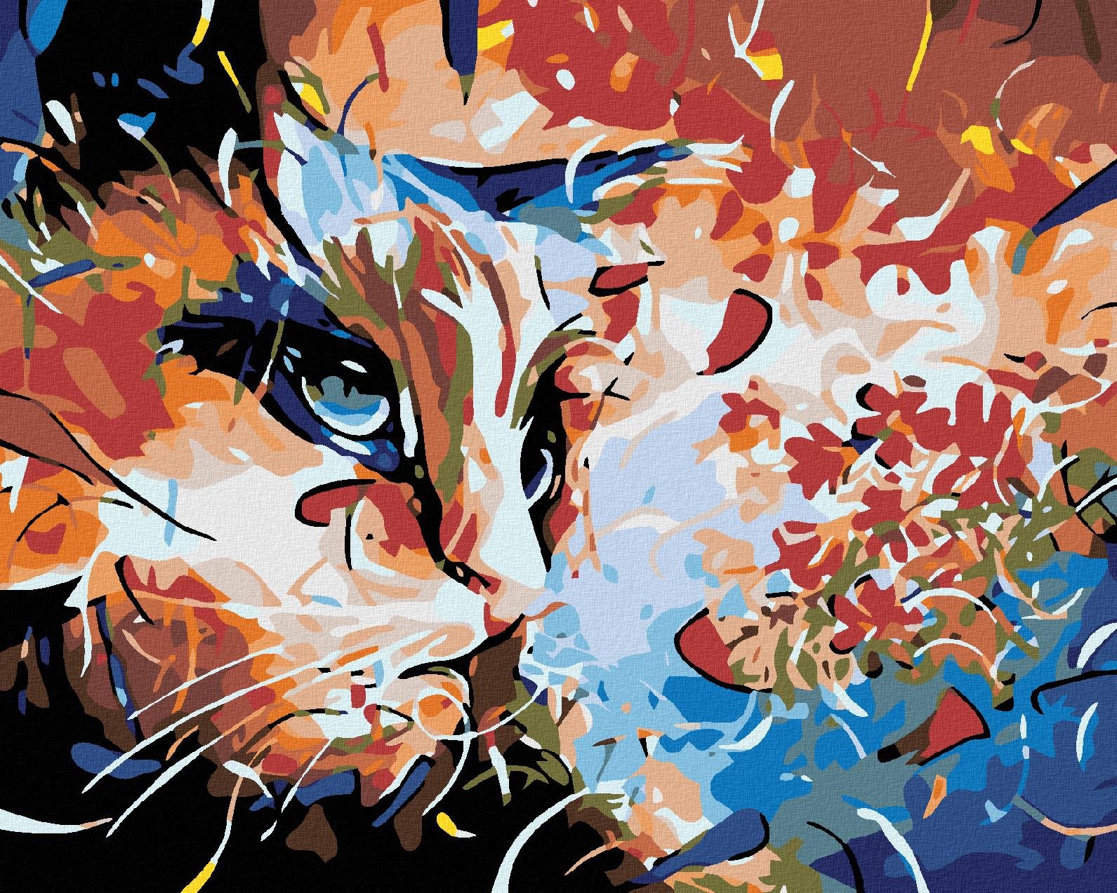 Maľovanie podľa čísel - Mačacia abstrakcia, 100 x 80 cm, napnuté plátno na ráme