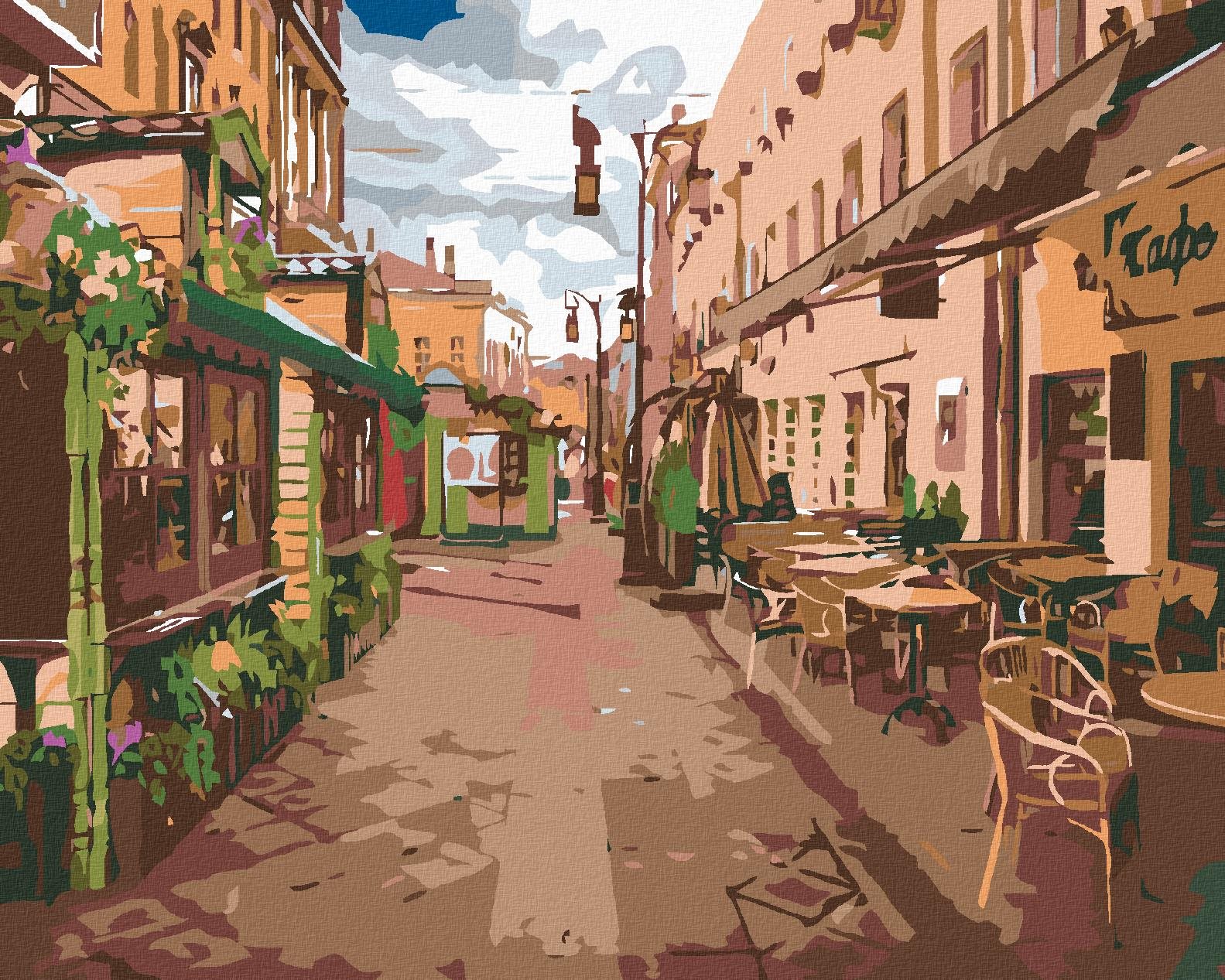 Maľovanie podľa čísel – Prázdne mestečko, 50 × 40 cm, napnuté plátno na rám