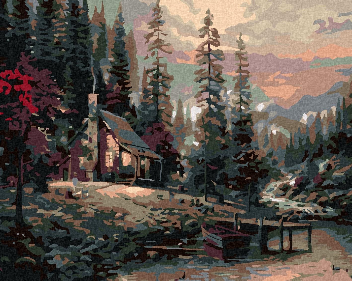 Maľovanie podľa čísel – Zrub, 50 × 40 cm, napnuté plátno na rám