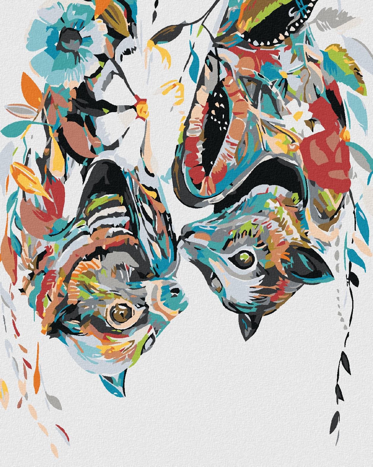 Maľovanie podľa čísel – Kvetinové netopiere, 40 × 50 cm, bez rámu a bez napnutia plátna