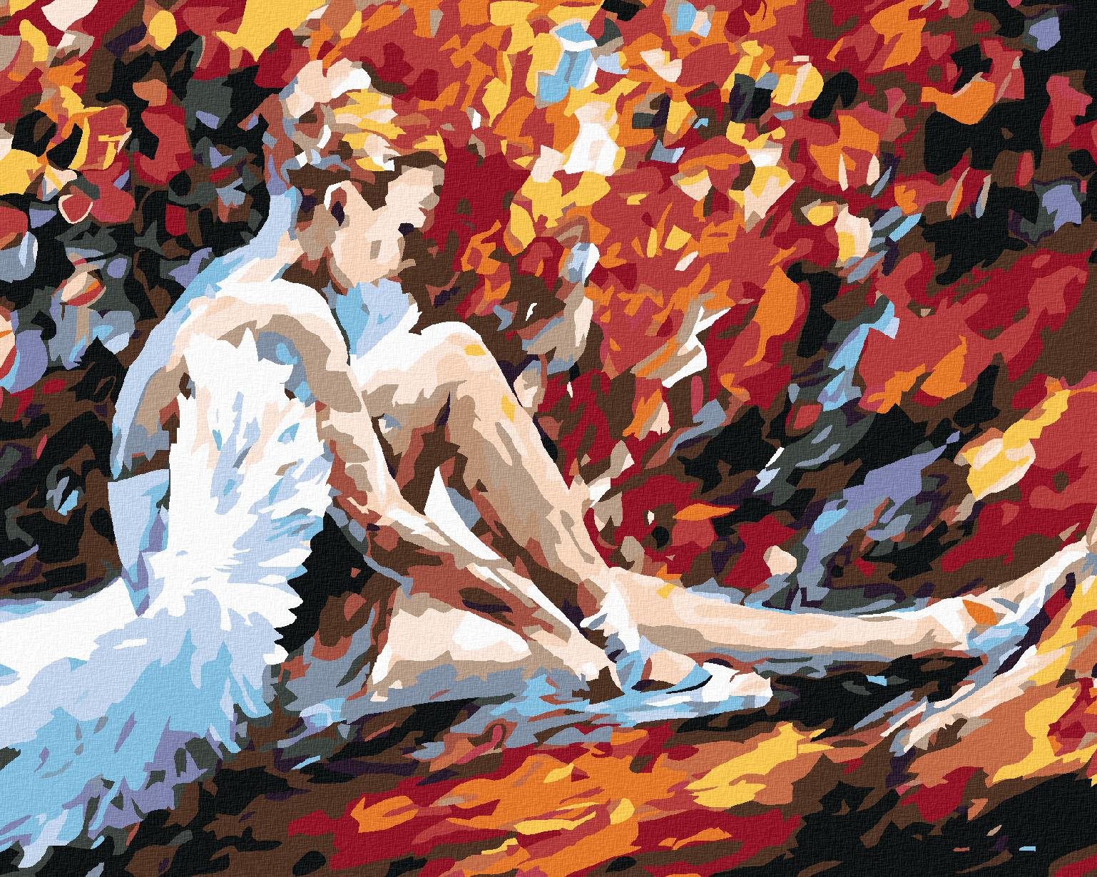 Maľovanie podľa čísel – Sediaca baletka, 50 × 40 cm, bez rámu a bez napnutého plátna