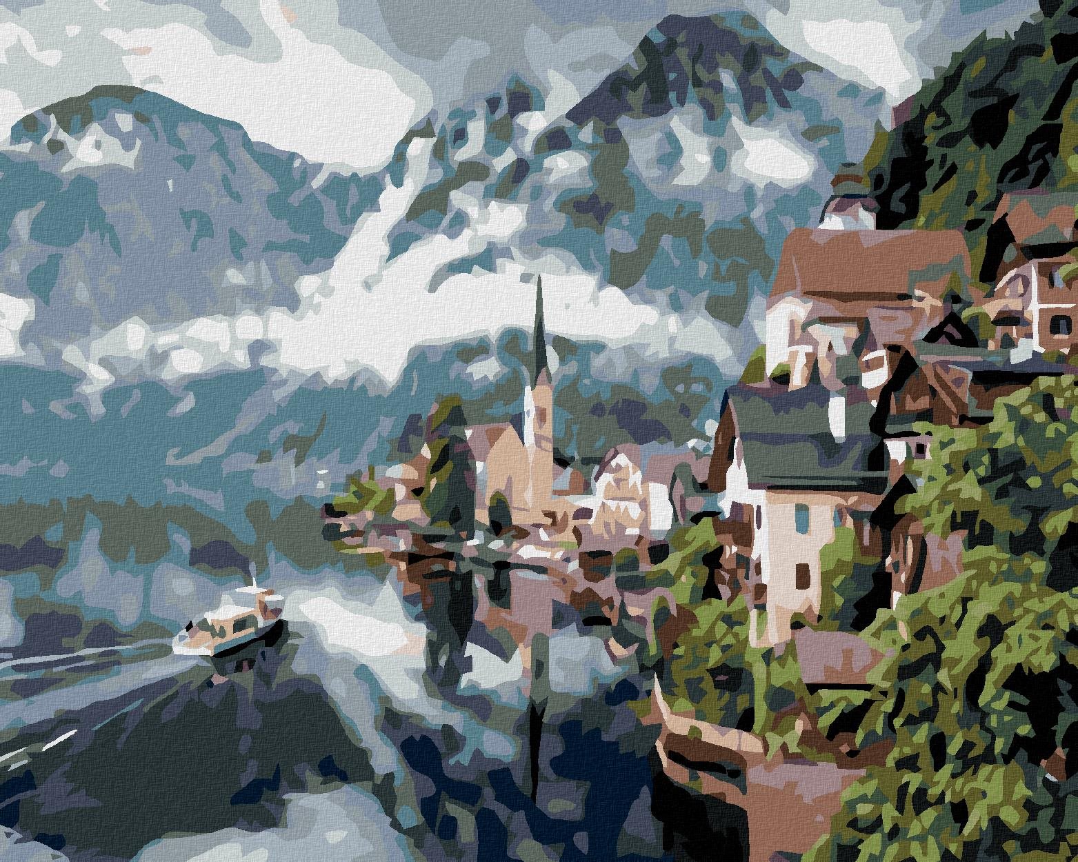 Maľovanie podľa čísel – Hallstatt, 100 × 80 cm, bez rámu a bez napnutého plátna