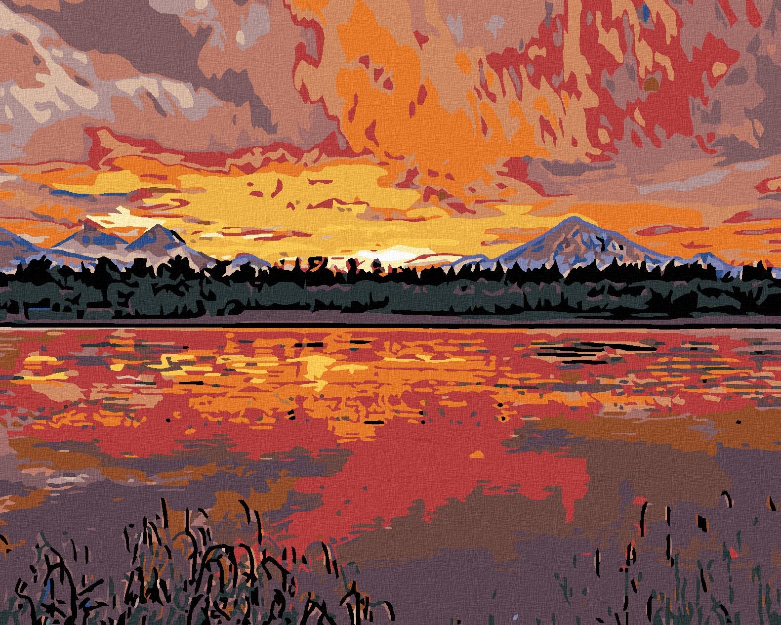 Maľovanie podľa čísel – Krásny západ slnka, 50 × 40 cm, plátno napnuté na ráme