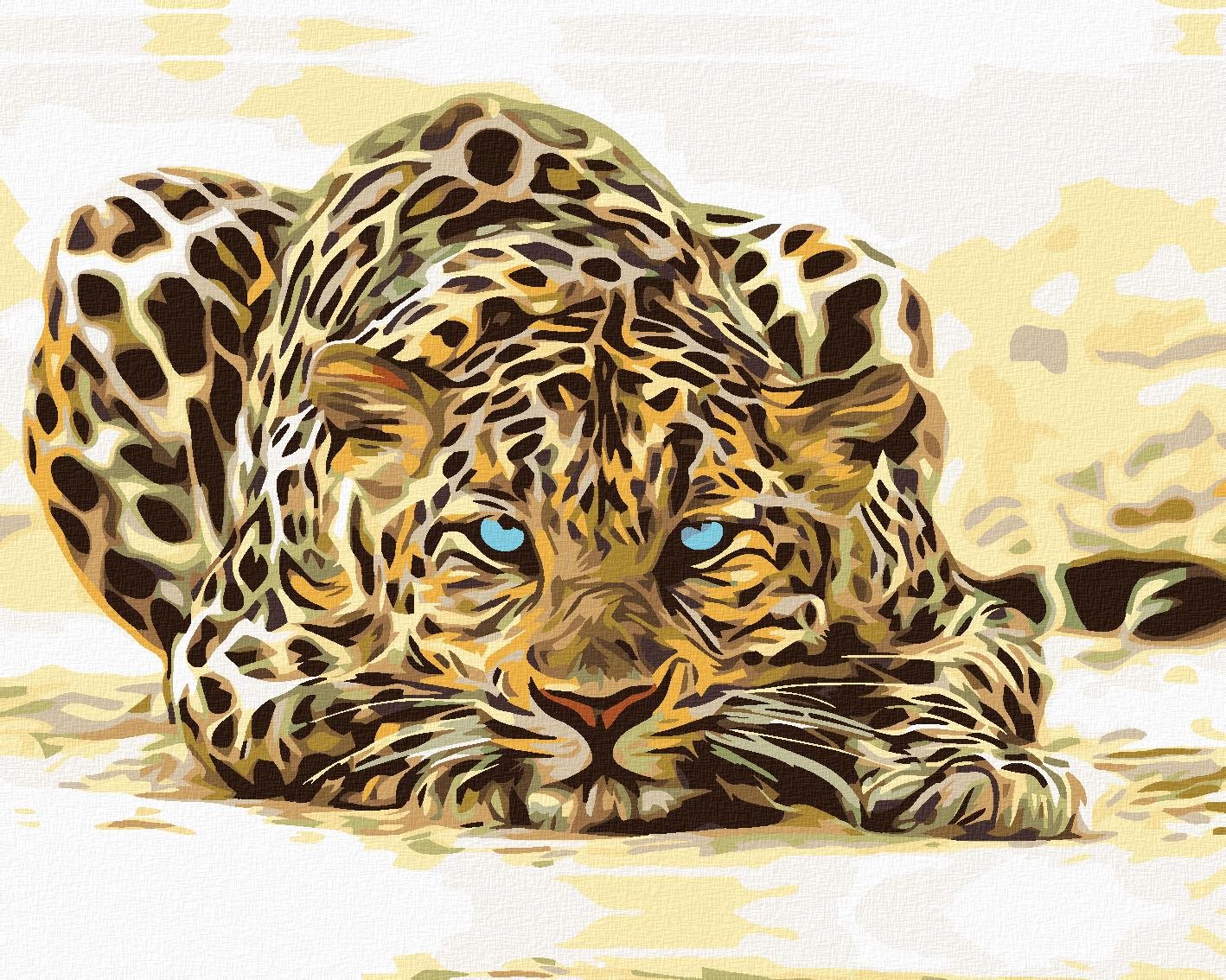 Maľovanie podľa čísel – Číhajúci leopard, 100 × 80 cm, bez rámu a bez napnutého plátna
