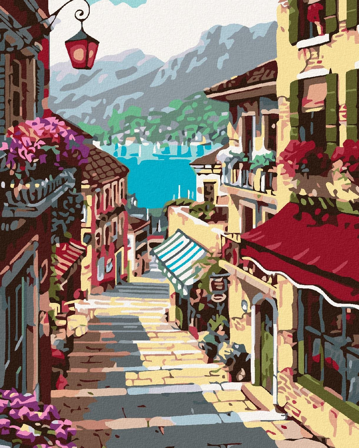 Maľovanie podľa čísel – Mestečko, 80 × 100 cm, napnuté plátno na rám