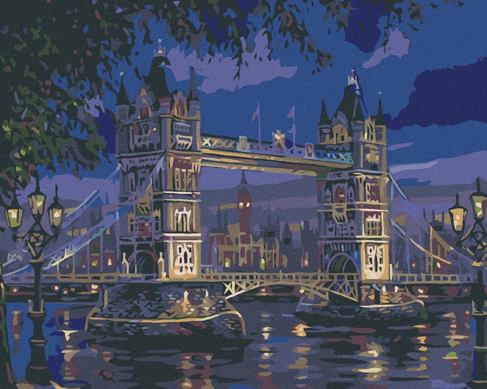 Maľovanie podľa čísel - Tower bridge v noci, 50 x 40 cm, napnuté plátno na ráme