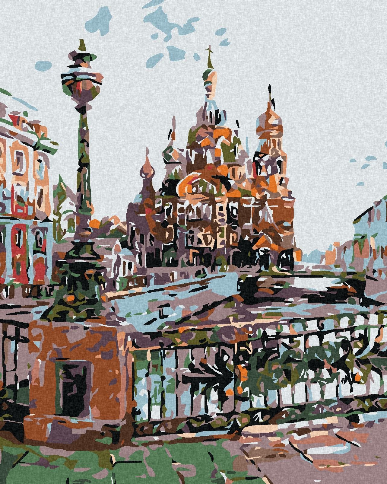 Maľovanie podľa čísel – Rieka pred katedrálou, 80 × 100 cm, bez rámu a bez napnutia plátna