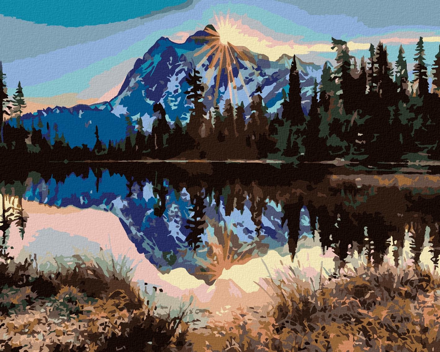 Maľovanie podľa čísel – Zasnežené hory, 100 × 80 cm, vypnuté plátno na rám
