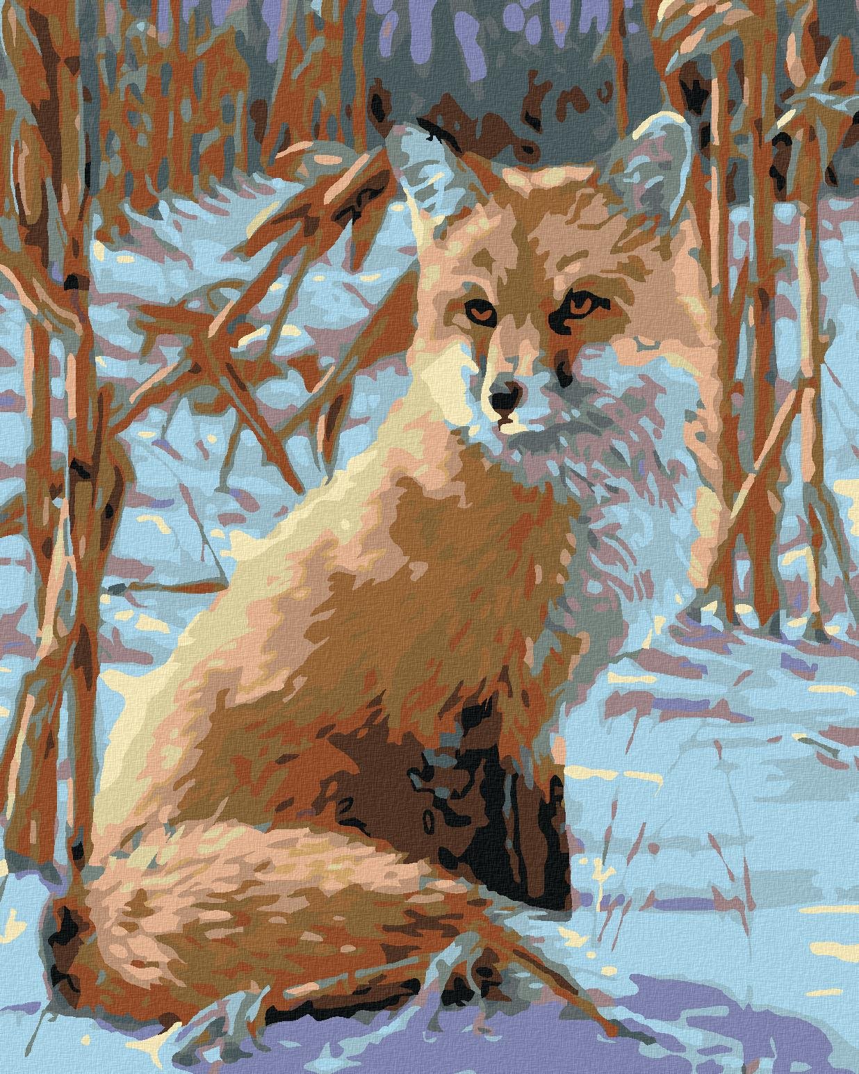 Maľovanie podľa čísel - Vyhliadajúca líška, 40 x 50 cm, bez rámu a napnutého plátna