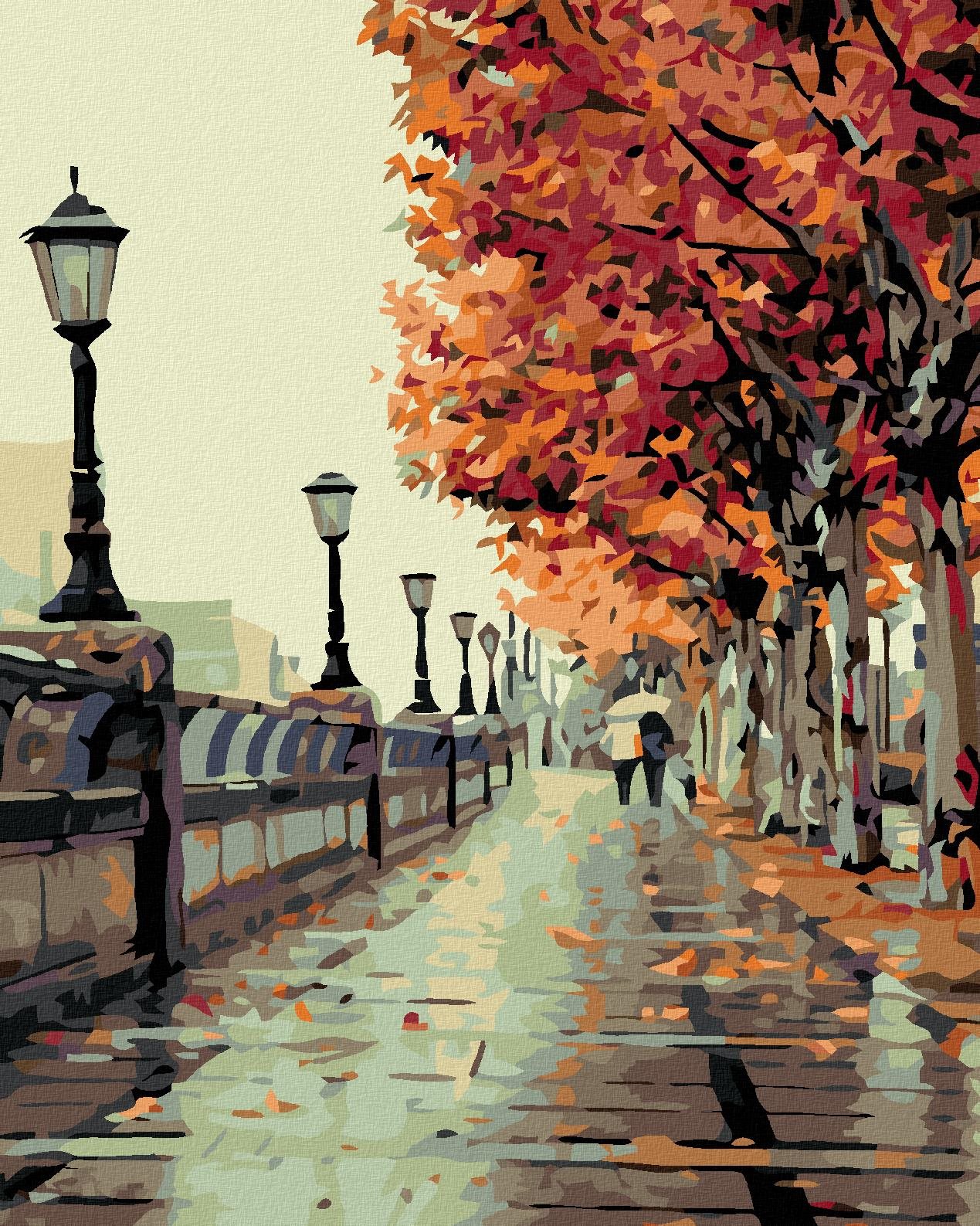 Maľovanie podľa čísel – Jesenná prechádzka, 80 × 100 cm, bez rámu a bez napnutia plátna
