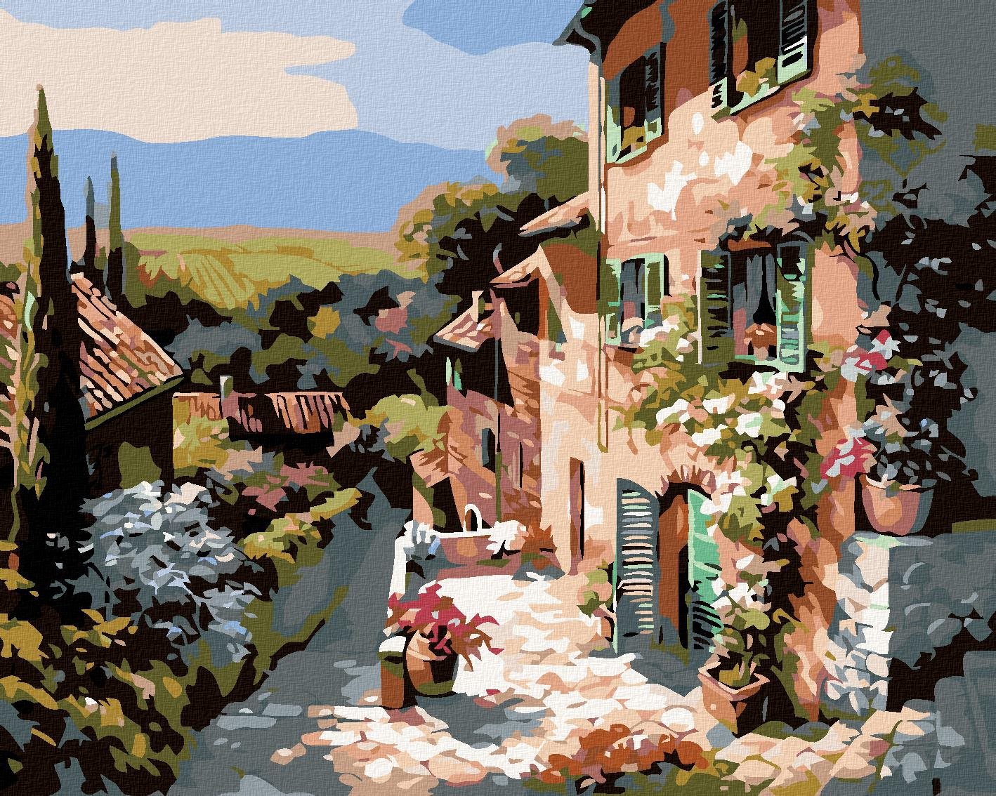 Maľovanie podľa čísel - Dom v Toskánsku, 50 x 40 cm, napnuté plátno na ráme
