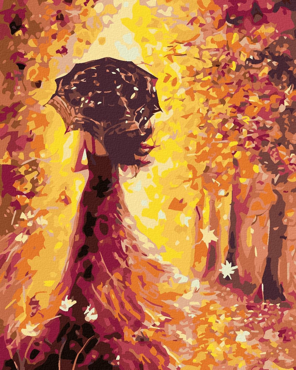 Maľovanie podľa čísel – Žena s dáždnikom, 80 × 100 cm, bez rámu a bez napnutia plátna