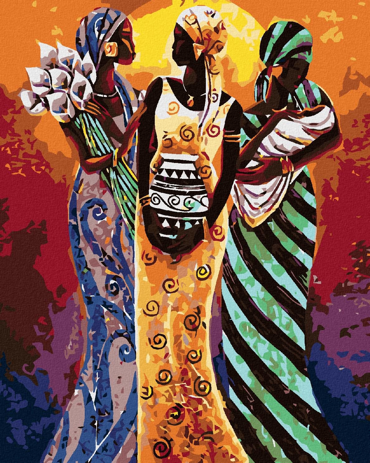Maľovanie podľa čísel - Tri africké ženy, 40 x 50 cm, napnuté plátno na ráme