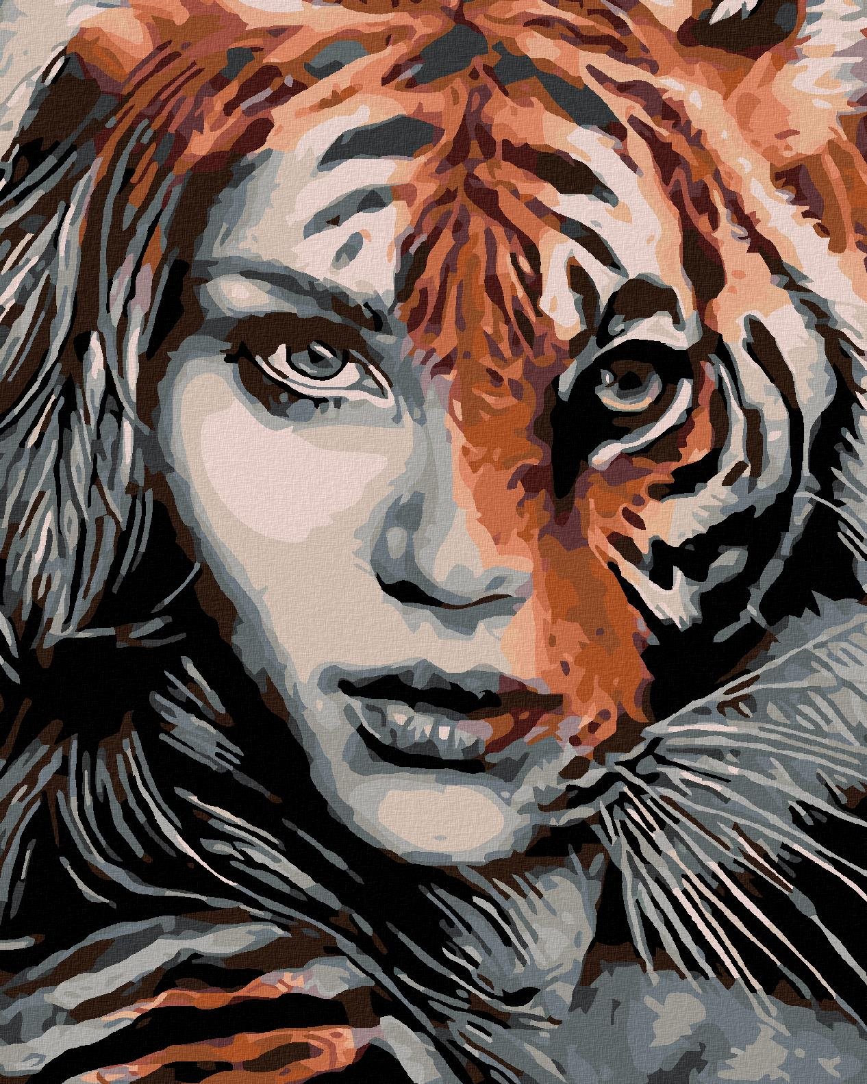 Maľovanie podľa čísel – Tigria žena, 80 × 100 cm, napnuté plátno na rám