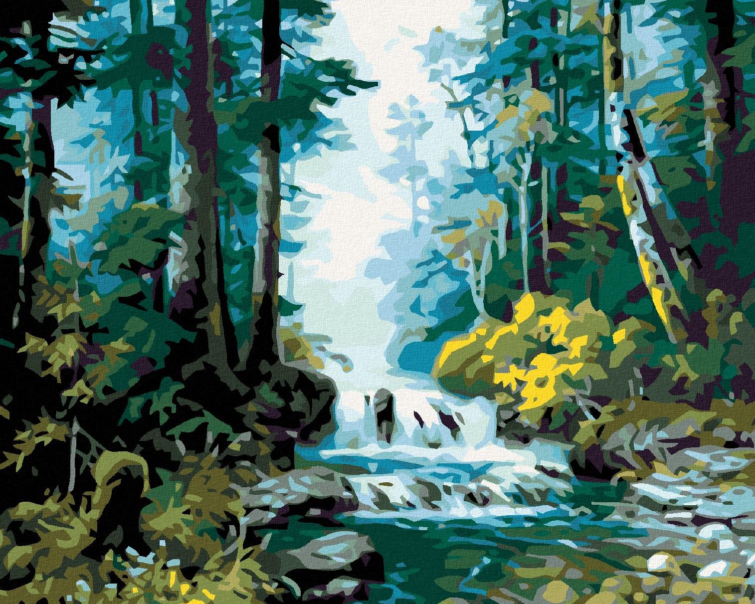 Maľovanie podľa čísel – Lesný potok, 100 × 80 cm, bez rámu a bez napnutia plátna
