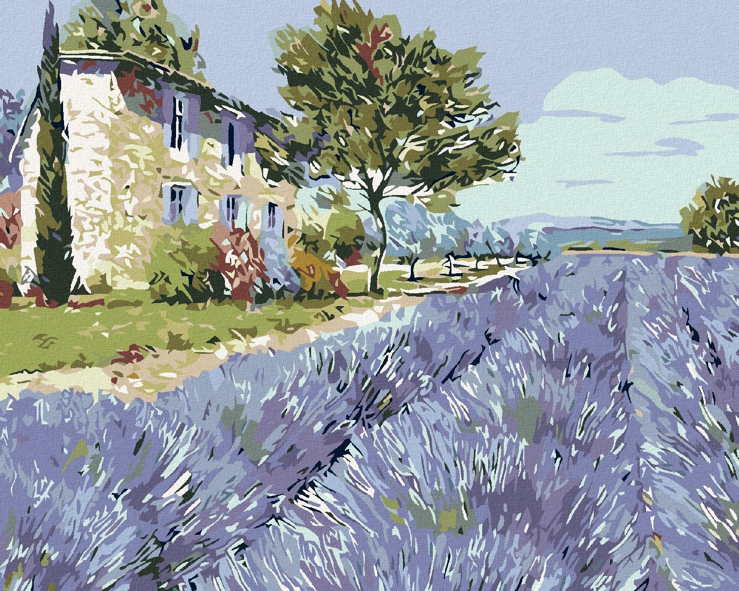 Maľovanie podľa čísel – Levanduľové pole I, 100 × 80 cm, napnuté plátno na rám