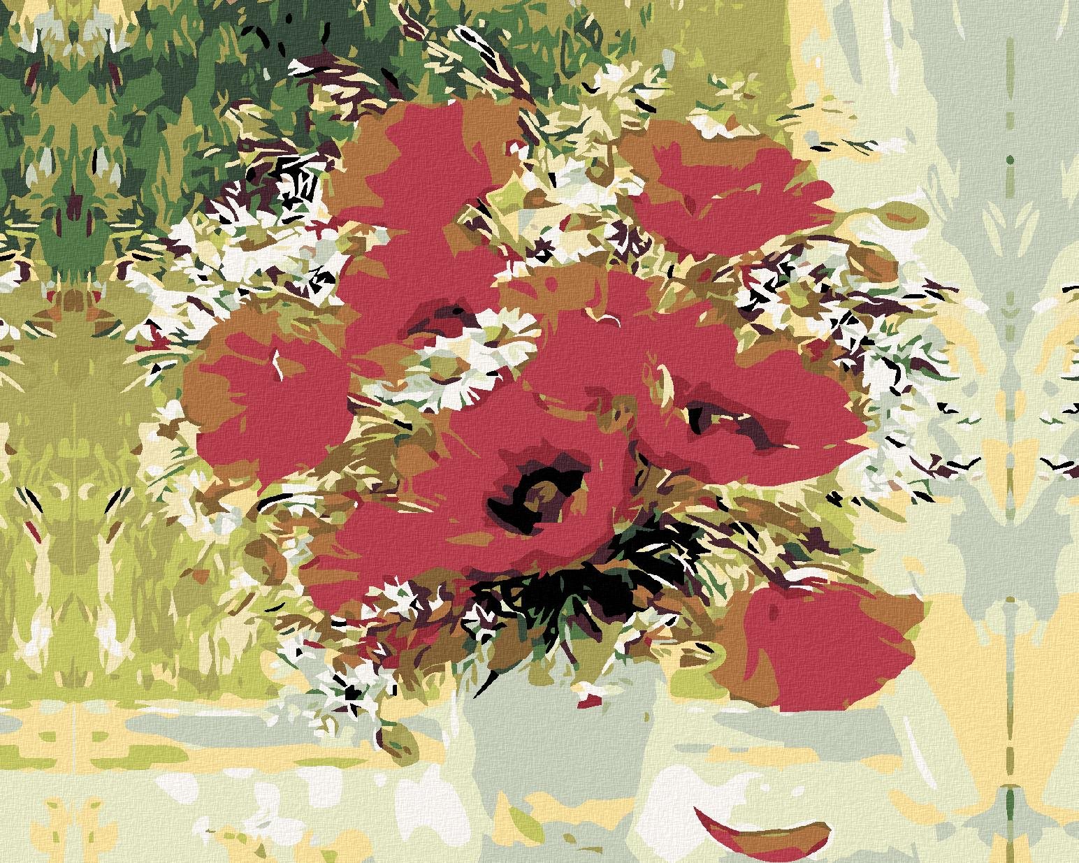 Maľovanie podľa čísel – Kytica vlčích makov, 100 × 80 cm, napnuté plátno na rám
