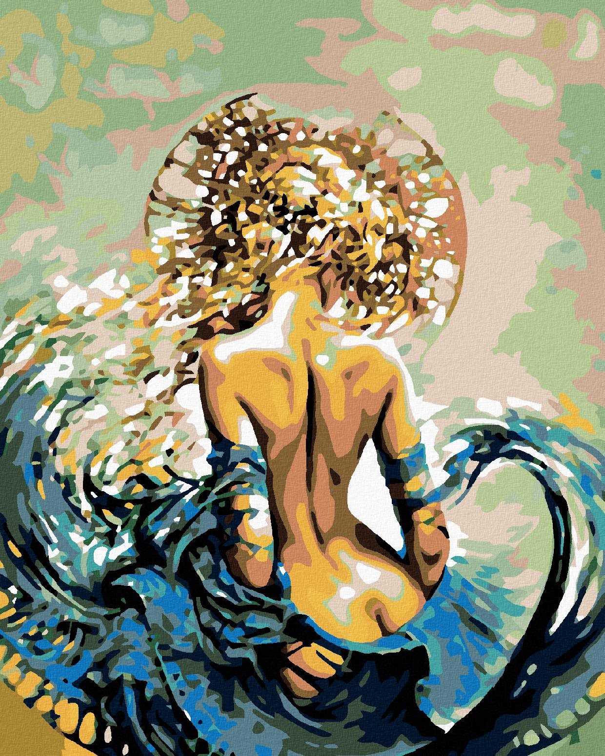 Maľovanie podľa čísel - Žena vo vlnách, 40 x 50 cm, bez rámu a napnutého plátna