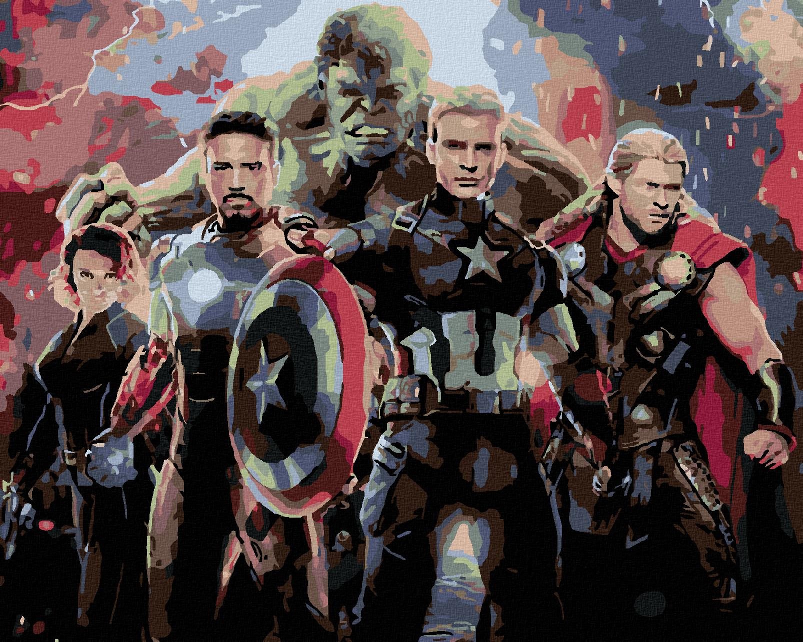 Maľovanie podľa čísel – Avengers Endgame, 100 × 80 cm, napnuté plátno na rám