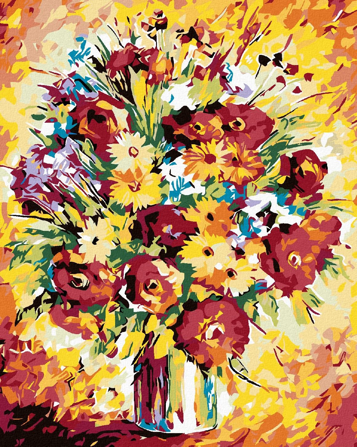 Maľovanie podľa čísel – Veľká kytica lúčnych kvetov, 80 × 100 cm, bez rámu a bez napnutia plátna