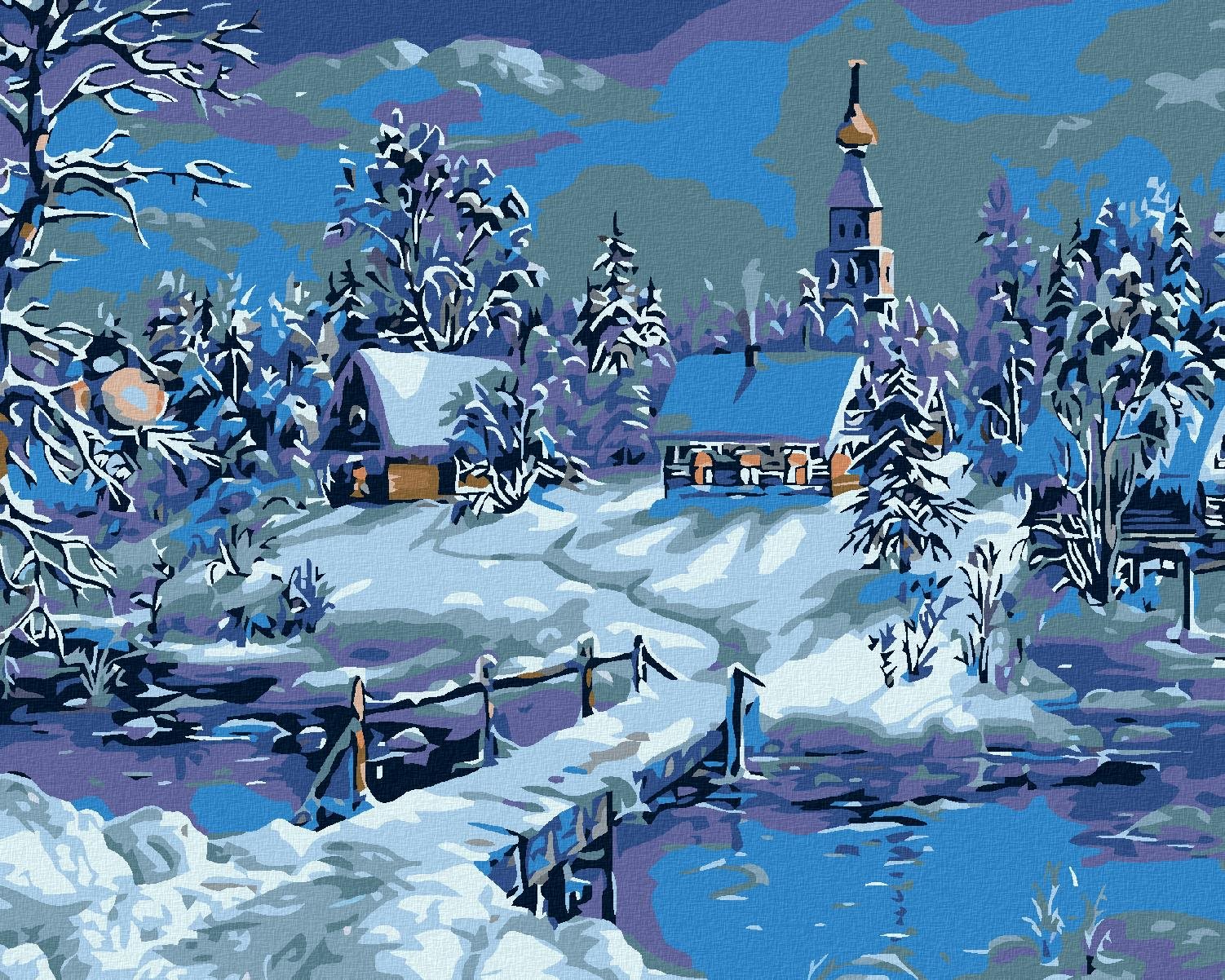 Maľovanie podľa čísel – Zamrznutá riečka, 100 × 80 cm, napnuté plátno na rám