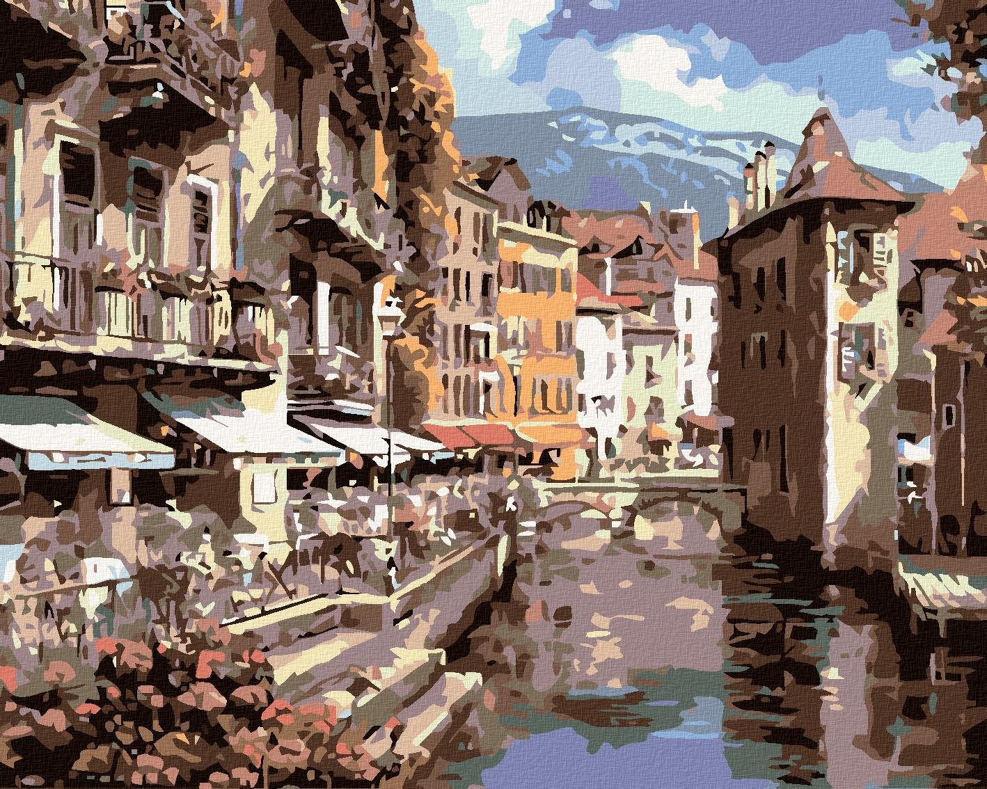 Maľovanie podľa čísel – Mesto na rieke, 100 × 80 cm, bez rámu a bez napnutia plátna