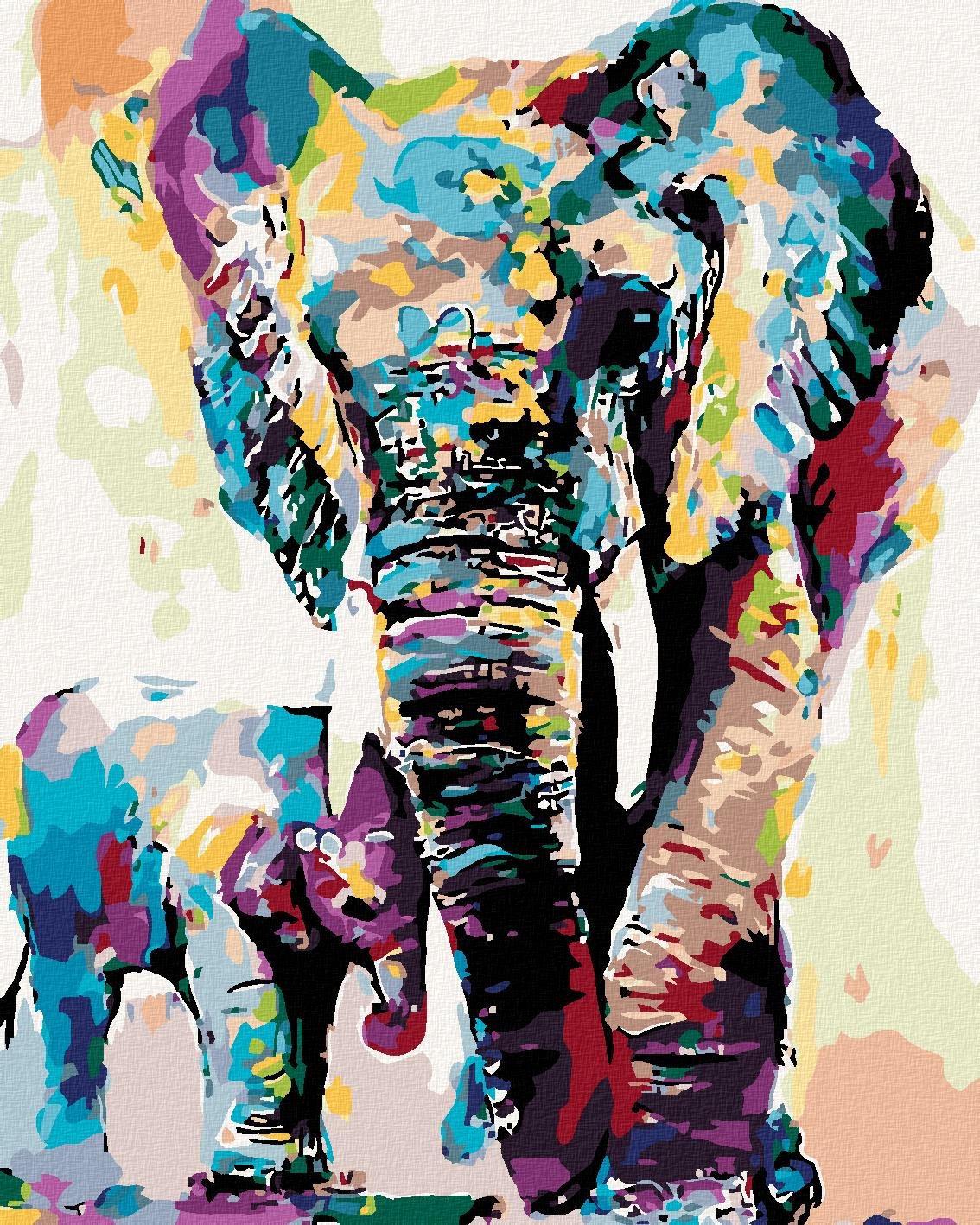 Maľovanie podľa čísel – Maľované slony, 80 × 100 cm, bez rámu a bez napnutia plátna
